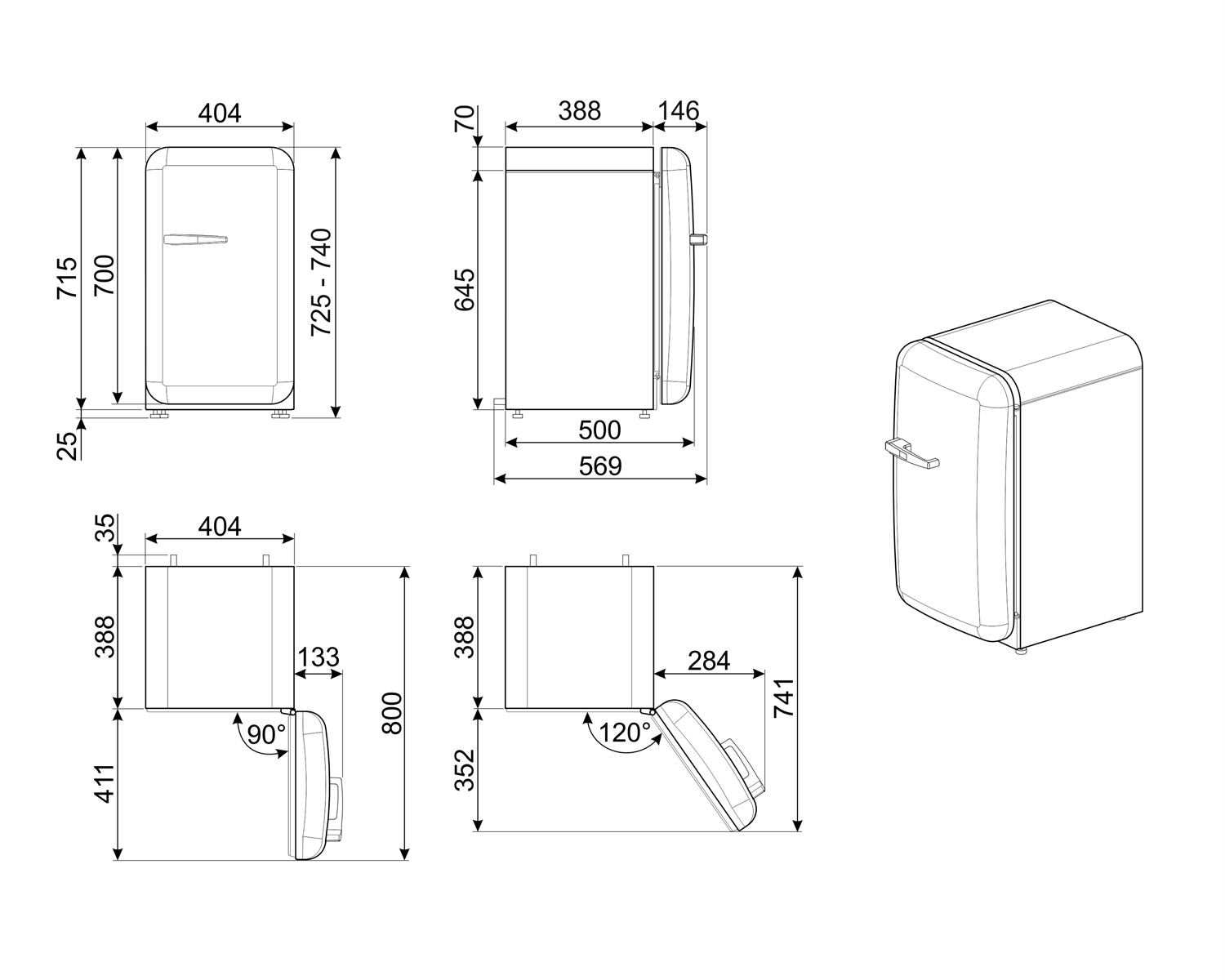 SMEG FAB5RBL5 vrijstaande koelkast zonder vriesvak - 73cm SMEG FAB5RBL5 vrijstaande koelkast zonder vriesvak - 73cm