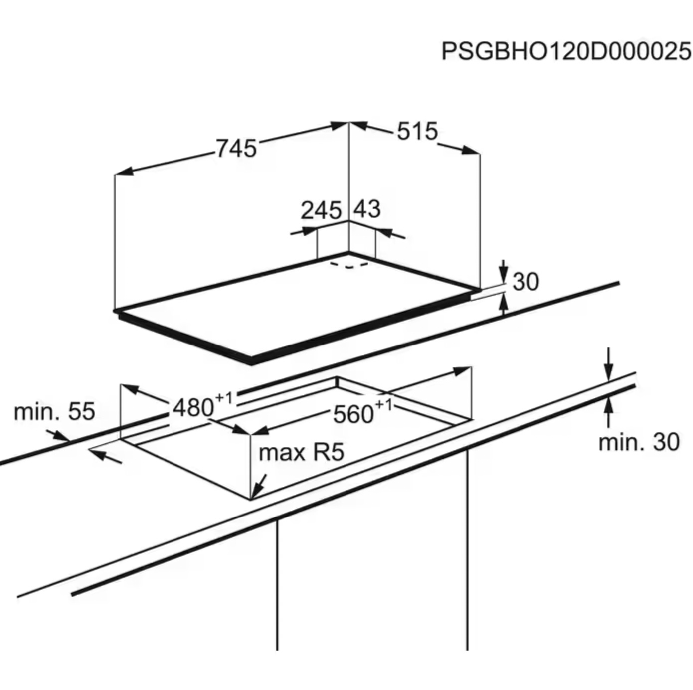 AEG HGB75423UZ 7000 gaskookplaat - 75cm AEG HGB75423UZ 7000 gaskookplaat - 75cm