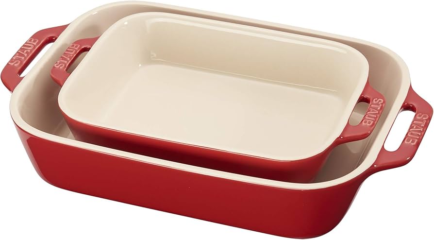 STAUB 40508-627-0 Gratineerschalen Set 20X16 + 20X27cm Kers Staub STAUB 40508-627-0 Gratineerschalen Set 20X16 + 20X27cm Kers Staub
