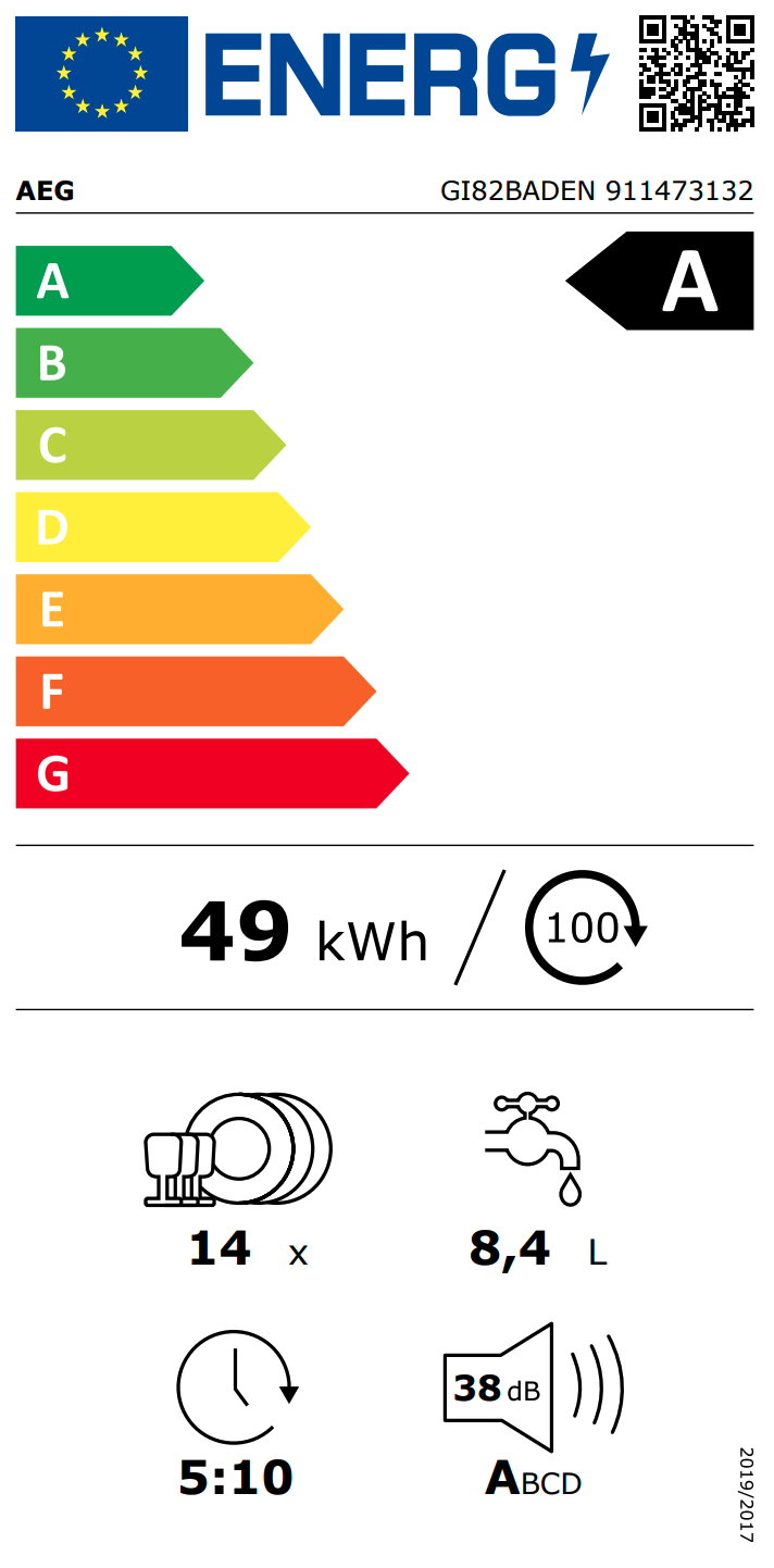 AEG GI82BADEN 8000 vaatwasser volledig integreerbaar