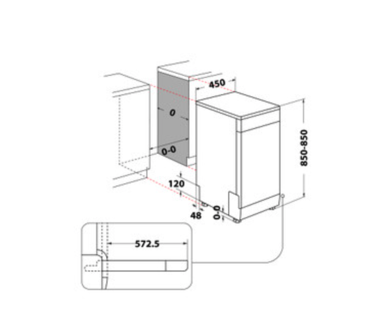 WHIRLPOOL WH6FB10BS7A0X vrijstaande vaatwasser