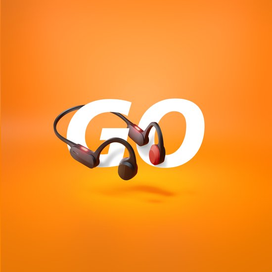 PHILIPS TAA5608BK/00 GO Series - Draadloze Open-ear Sportkoptelefoon - Bone Conduction - IP66 - Zwart/Rood PHILIPS TAA5608BK/00 GO Series - Draadloze Open-ear Sportkoptelefoon - Bone Conduction - IP66 - Zwart/Rood