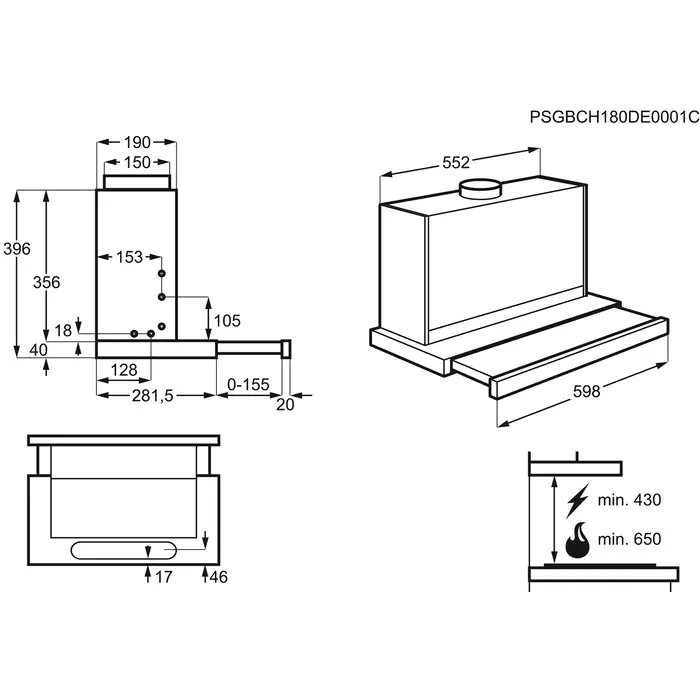 ELECTROLUX LFP416X 300 telescopische dampkap - 60cm ELECTROLUX LFP416X 300 telescopische dampkap - 60cm