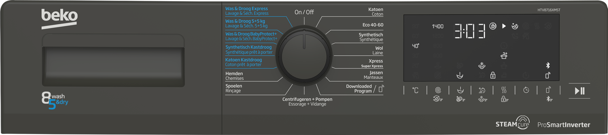 BEKO HTV8716XMST was- droogcombinatie BEKO HTV8716XMST was- droogcombinatie