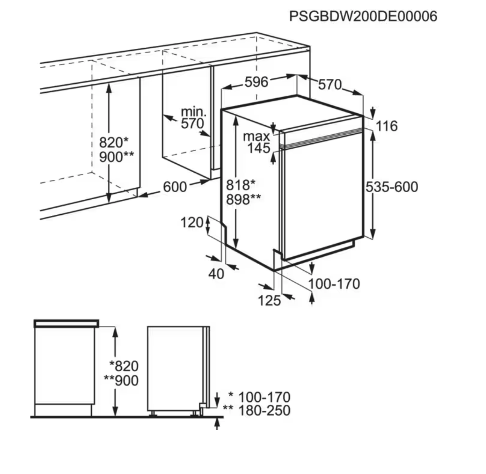 AEG FEE53610ZM 6000 vaatwasser met bedieningspaneel AEG FEE53610ZM 6000 vaatwasser met bedieningspaneel