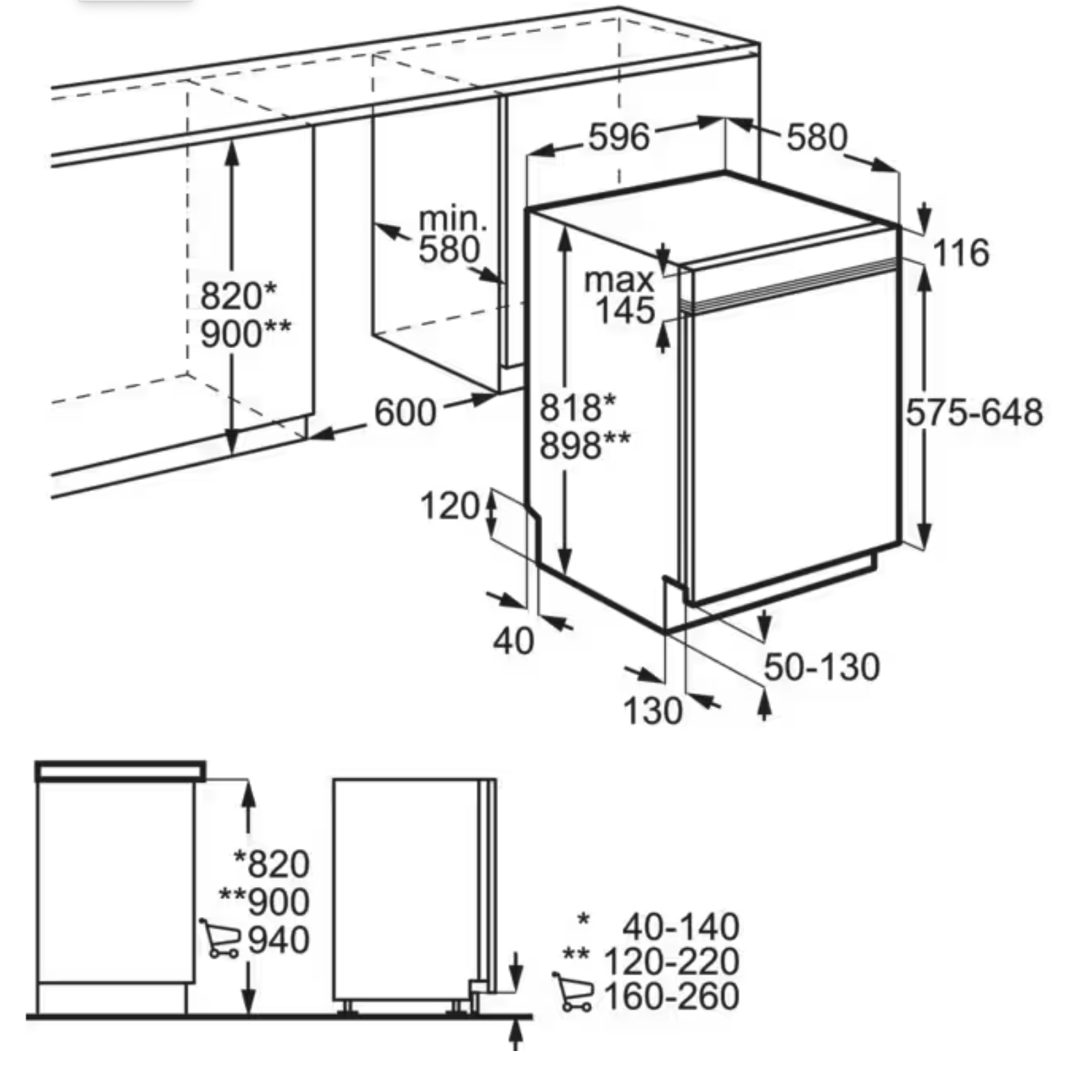 AEG FEE7671APM 7000 vaatwasser met bedieningspaneel AEG FEE7671APM 7000 vaatwasser met bedieningspaneel