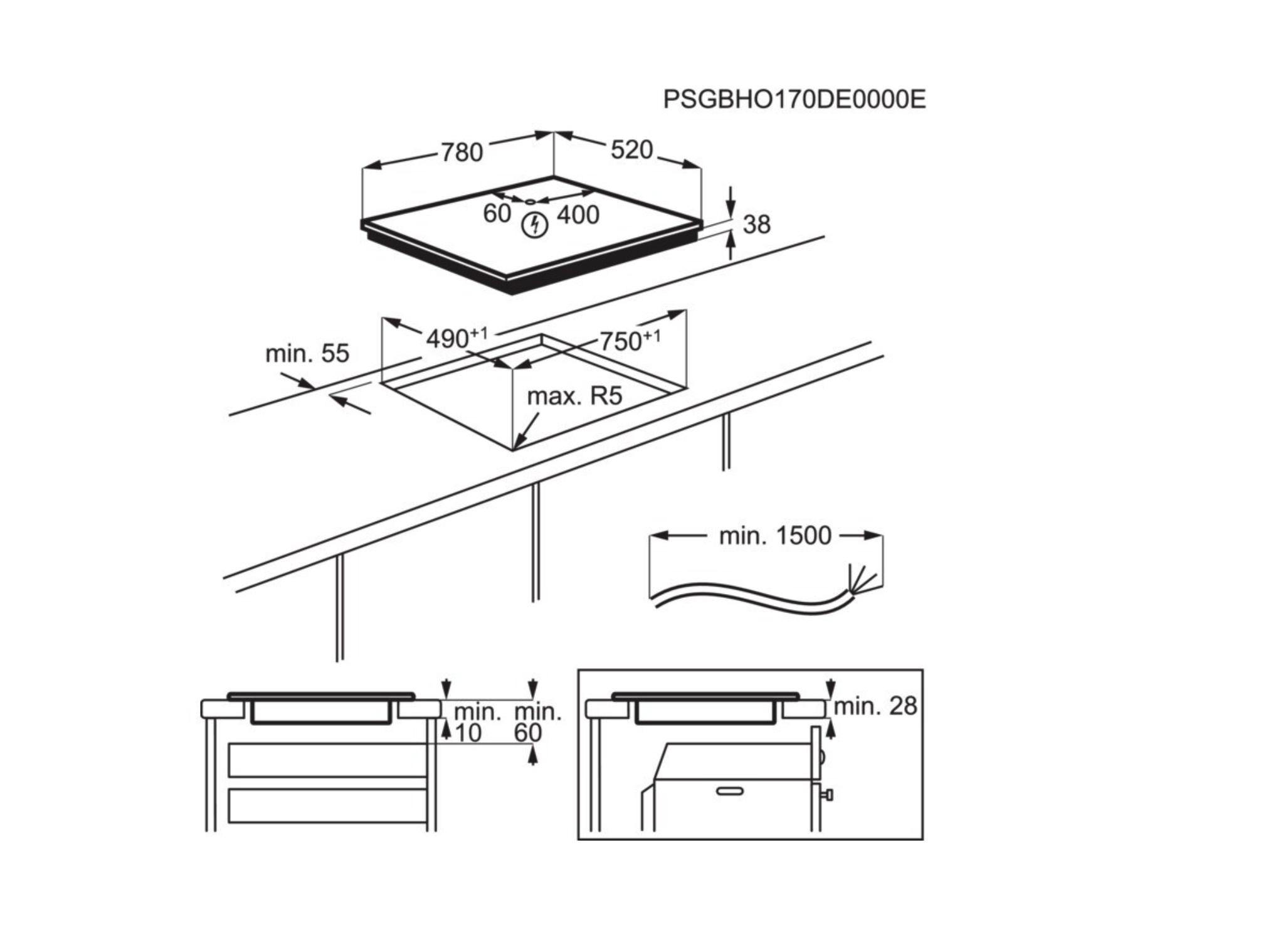 ELECTROLUX LRR8438CK 300 vitrokeramische kookplaat - 80cm ELECTROLUX LRR8438CK 300 vitrokeramische kookplaat - 80cm