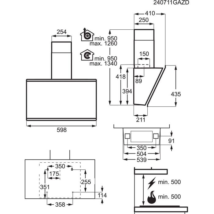 AEG GV77D61ST 7000 headfree dampkap - 60cm