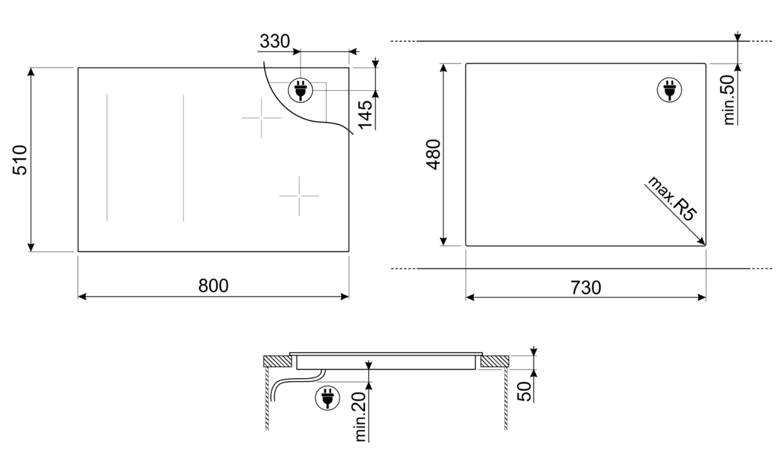 SMEG SI1M4844D inductiekookplaat - 80cm SMEG SI1M4844D inductiekookplaat - 80cm