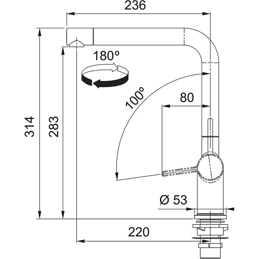 FRANKE 301026 ACTIVE ééngreepsmengkraan - keuken FRANKE 301026 ACTIVE ééngreepsmengkraan - keuken