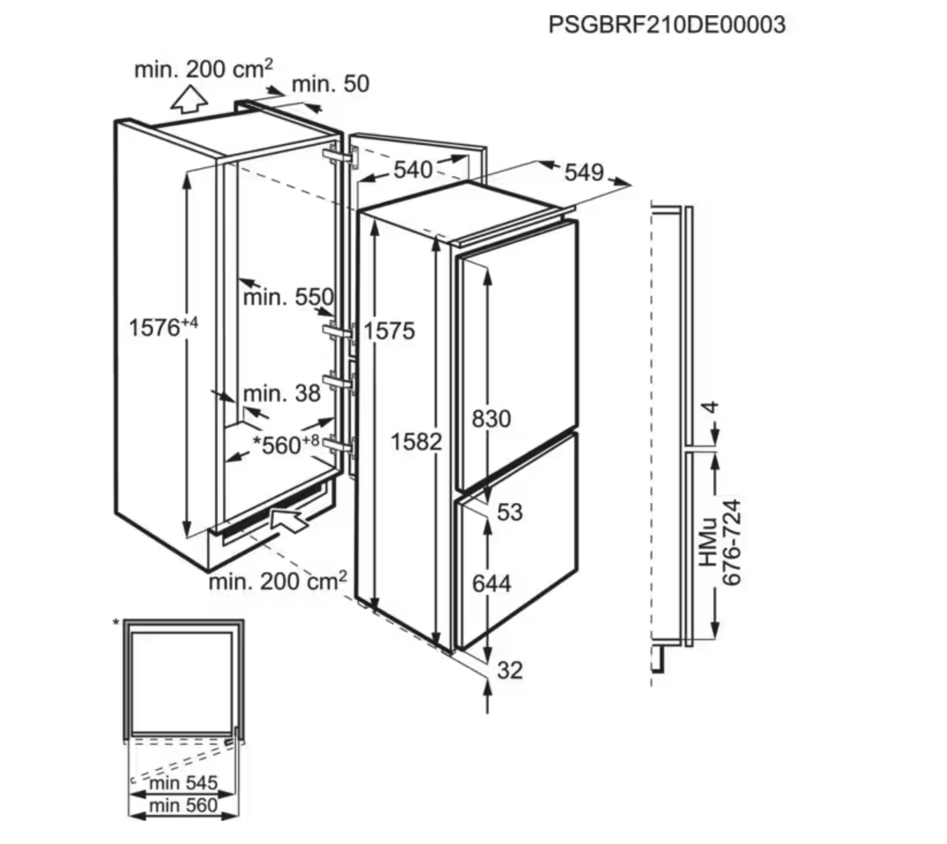 AEG TS5S161ES 5000 koel-/vriescombinatie - 158cm AEG TS5S161ES 5000 koel-/vriescombinatie - 158cm