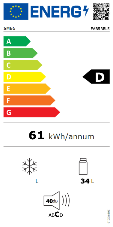 SMEG FAB5RBL5 vrijstaande koelkast zonder vriesvak - 73cm SMEG FAB5RBL5 vrijstaande koelkast zonder vriesvak - 73cm