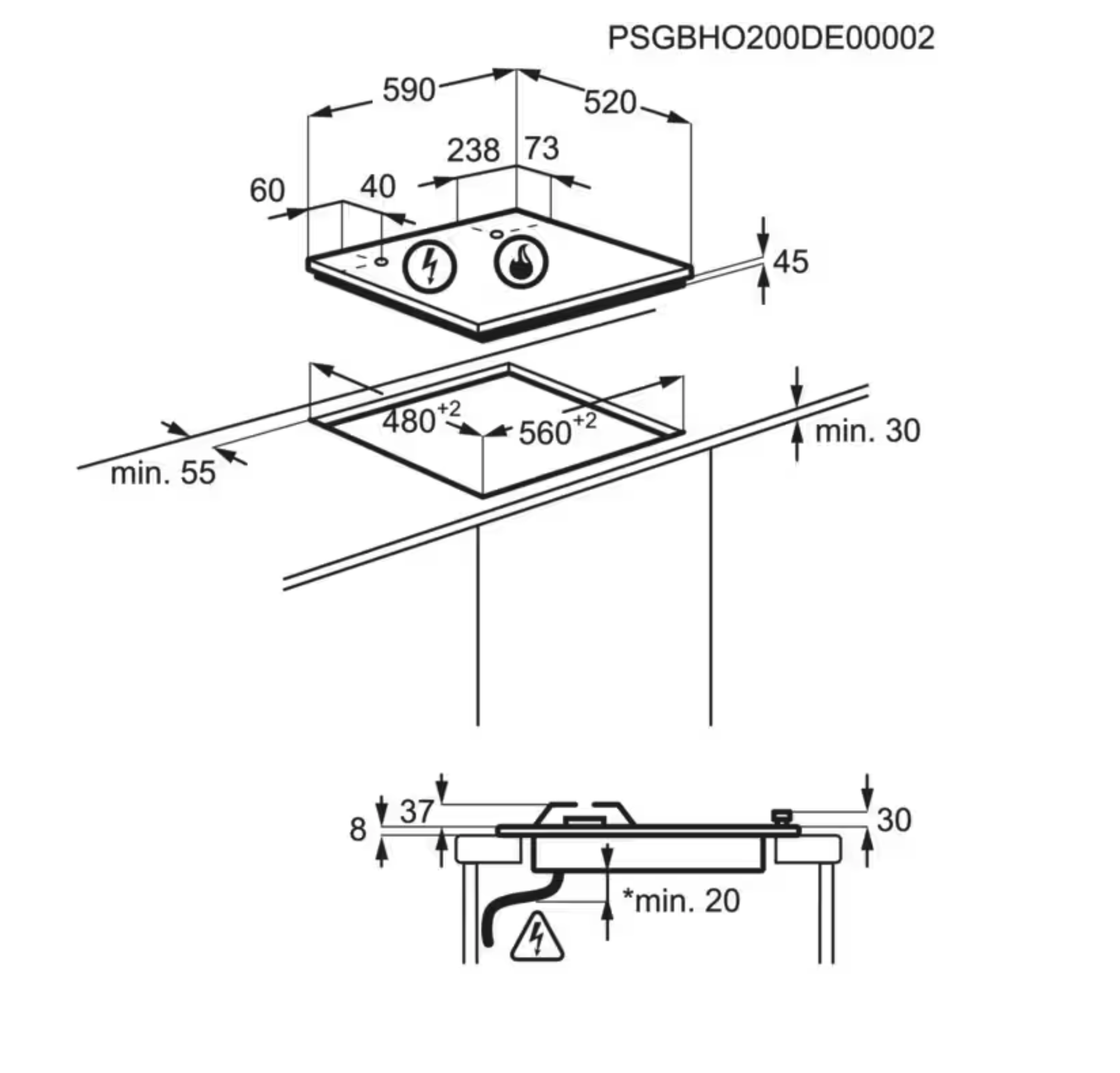 ELECTROLUX KGG6436K 600 gaskookplaat - 60cm ELECTROLUX KGG6436K 600 gaskookplaat - 60cm