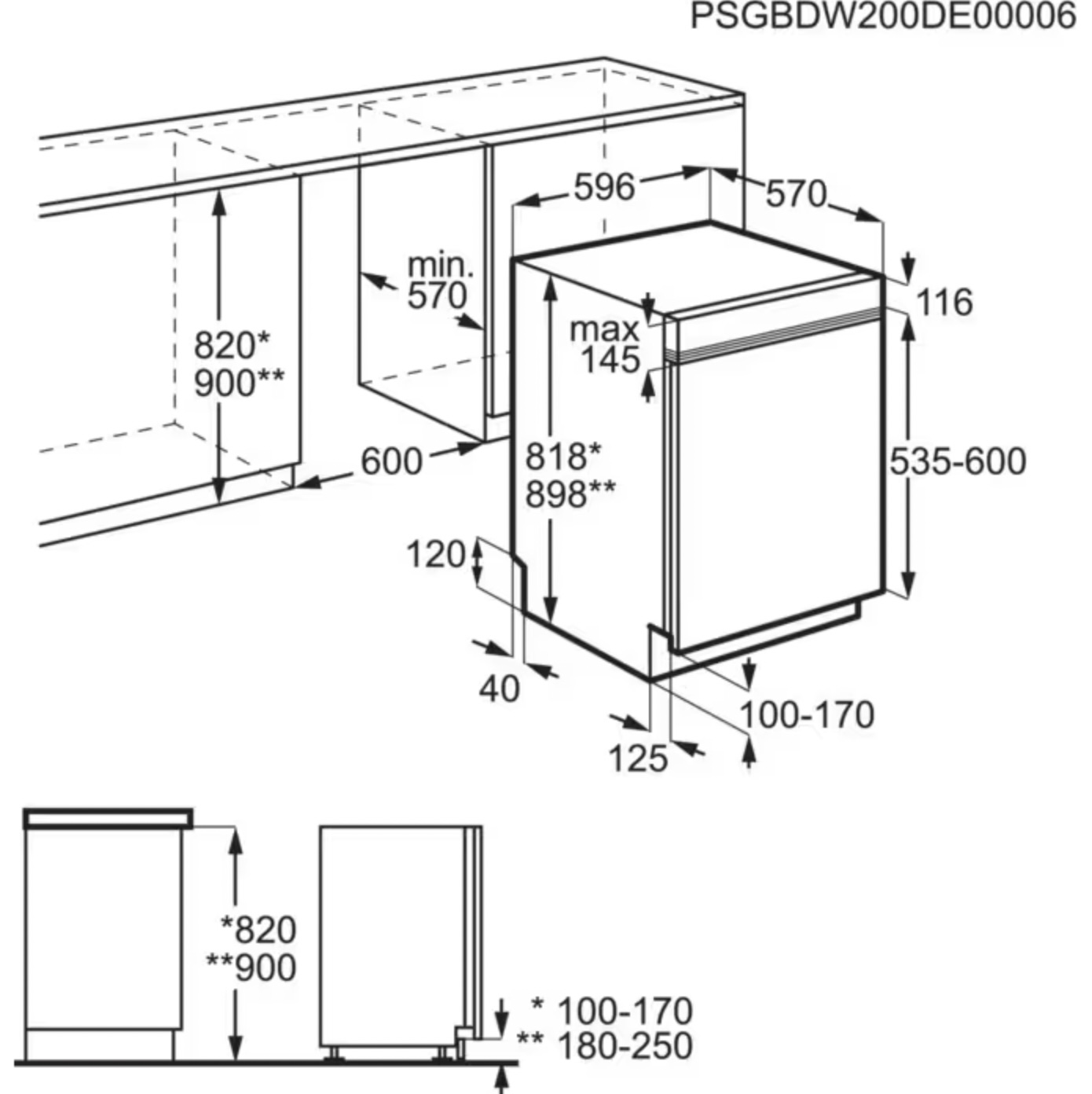 AEG FEB52630ZM 3000 vaatwasser met bedieningspaneel AEG FEB52630ZM 3000 vaatwasser met bedieningspaneel