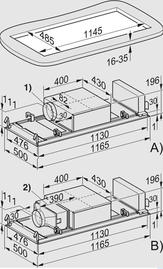 MIELE DAC4240MASW plafonddampkap - 115cm MIELE DAC4240MASW plafonddampkap - 115cm