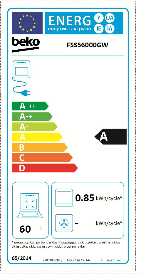 BEKO FSS56000GW fornuis met electrische kookplaat - 50cm BEKO FSS56000GW fornuis met electrische kookplaat - 50cm