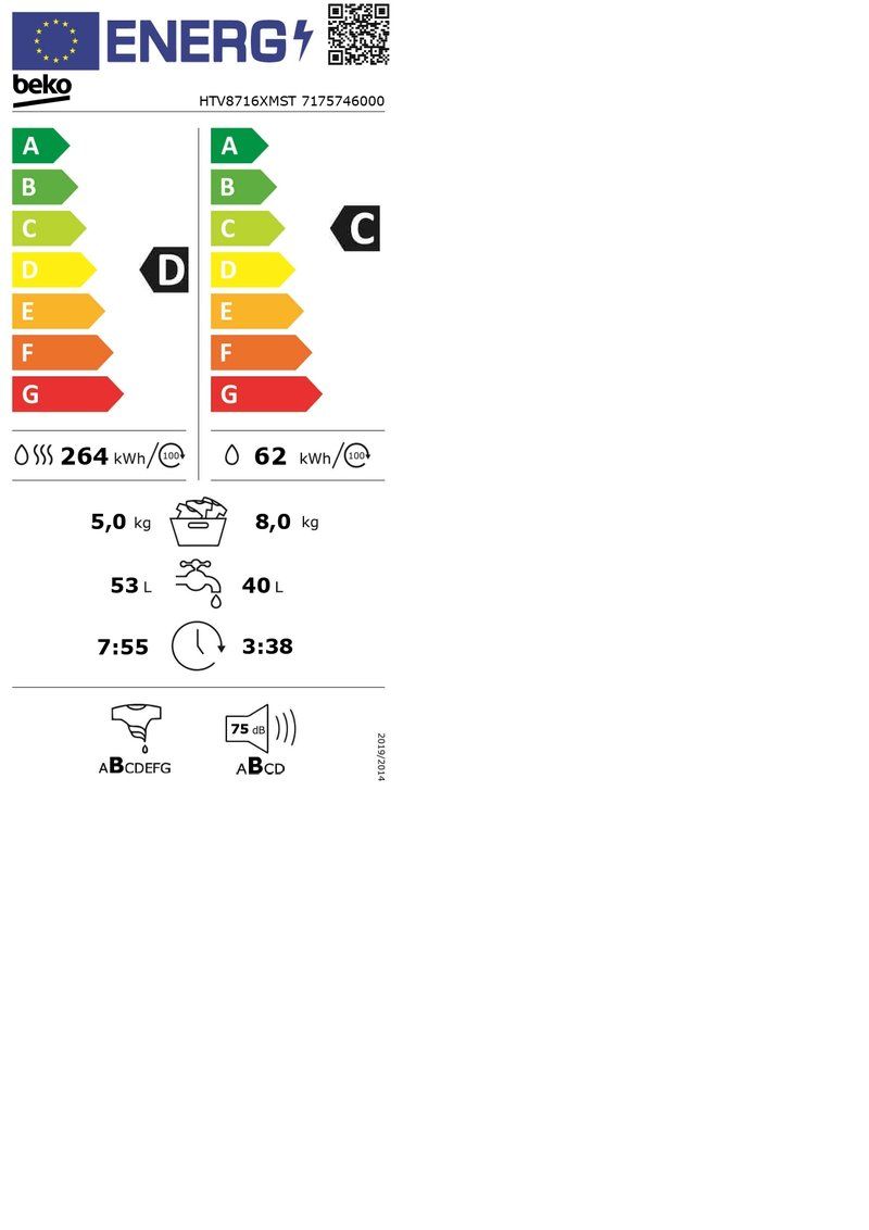 BEKO HTV8716XMST was- droogcombinatie BEKO HTV8716XMST was- droogcombinatie