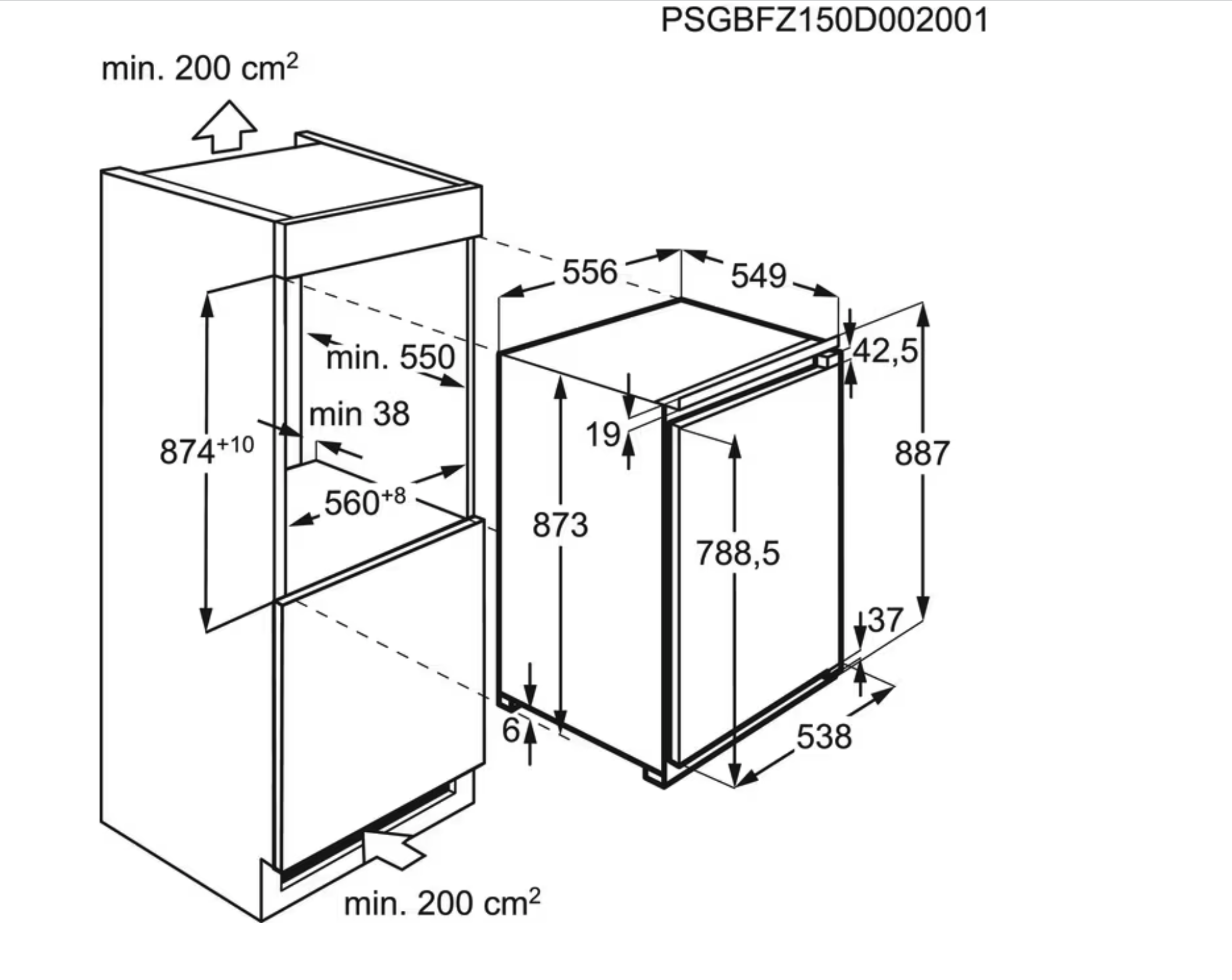 AEG NAB6L88EF 6000 inbouw vriezer - 88cm