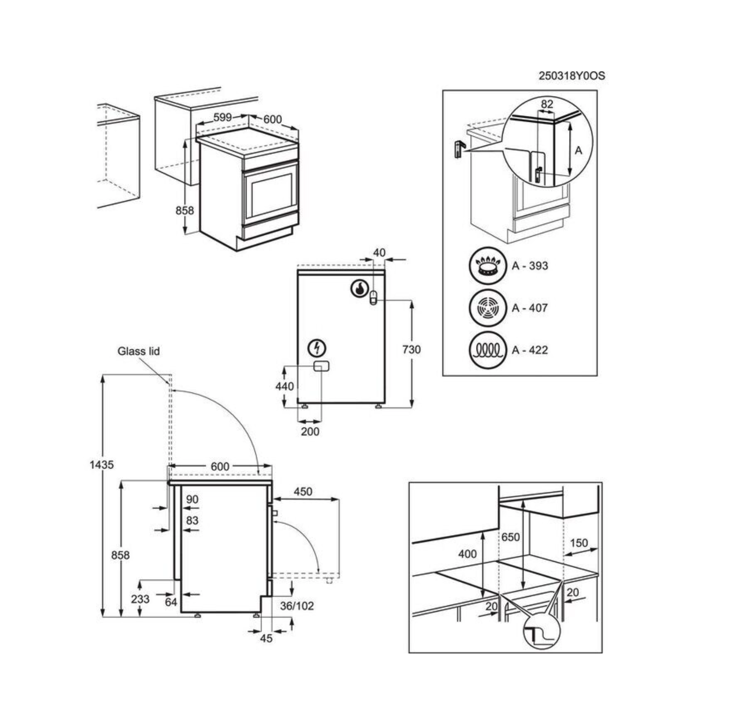 AEG CGB62100CW fornuis met gaskookplaat - 60cm