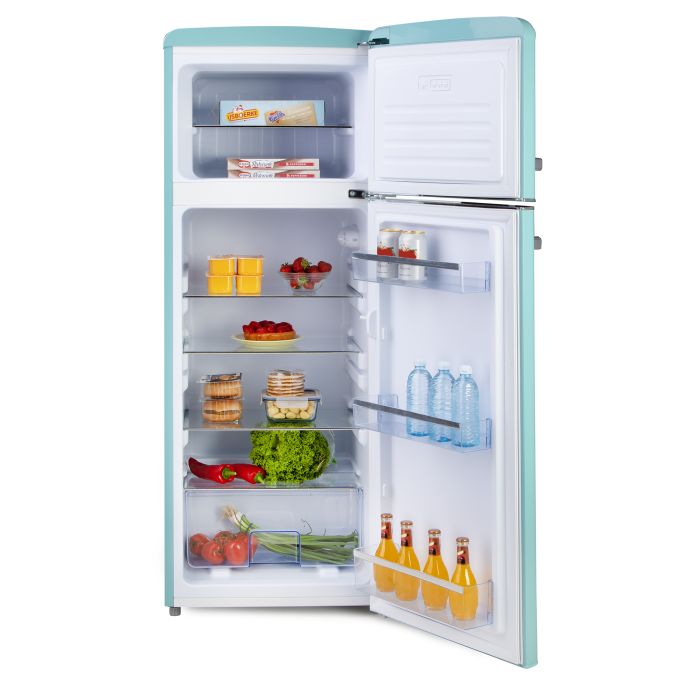DOMO  DO91705R Retro koel-vriescombinatie - D - 206 L - blauw
