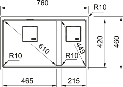 FRANKE KNG120LG1 KUBUS 2.0 spoelbak FRANKE KNG120LG1 KUBUS 2.0 spoelbak