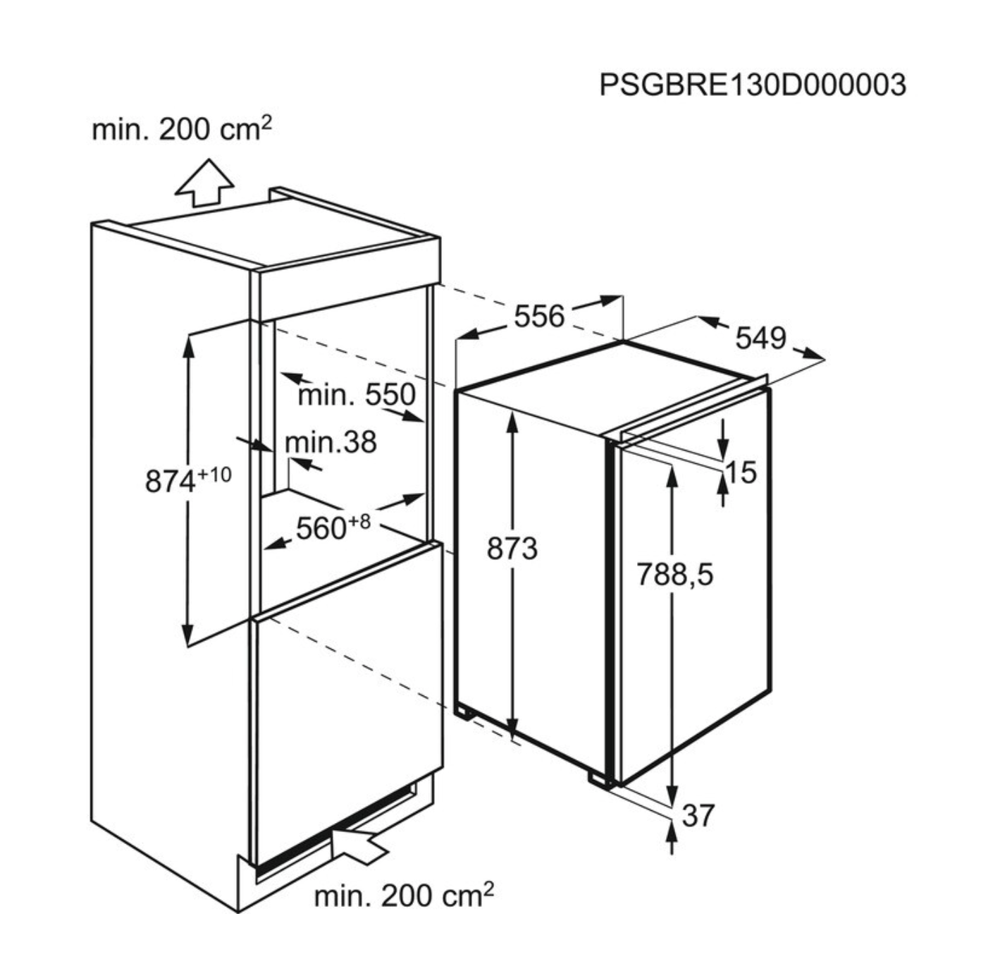 AEG OSK50881DF 5000 koelkast zonder vriesvak - 87cm
