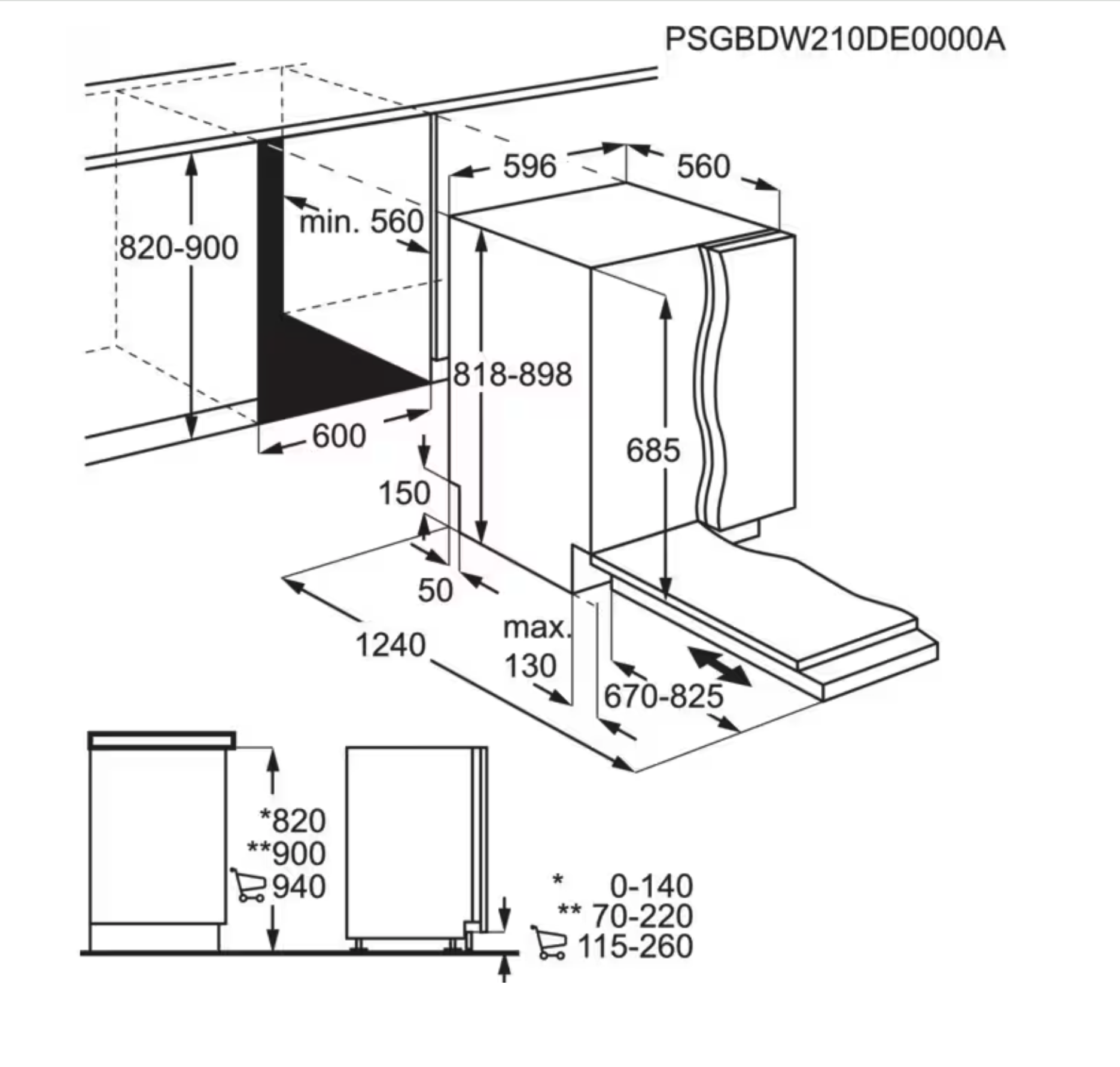 AEG FSS75747P 7000 vaatwasser volledig integreerbaar