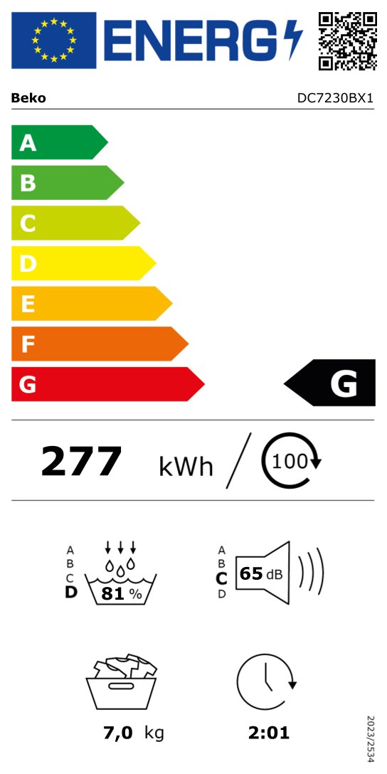BEKO DC7230BX1 droogkast - condensdroger BEKO DC7230BX1 droogkast - condensdroger