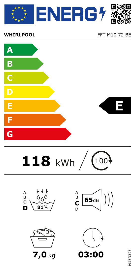 WHIRLPOOL FFTM1072BE droogkast - warmtepomp