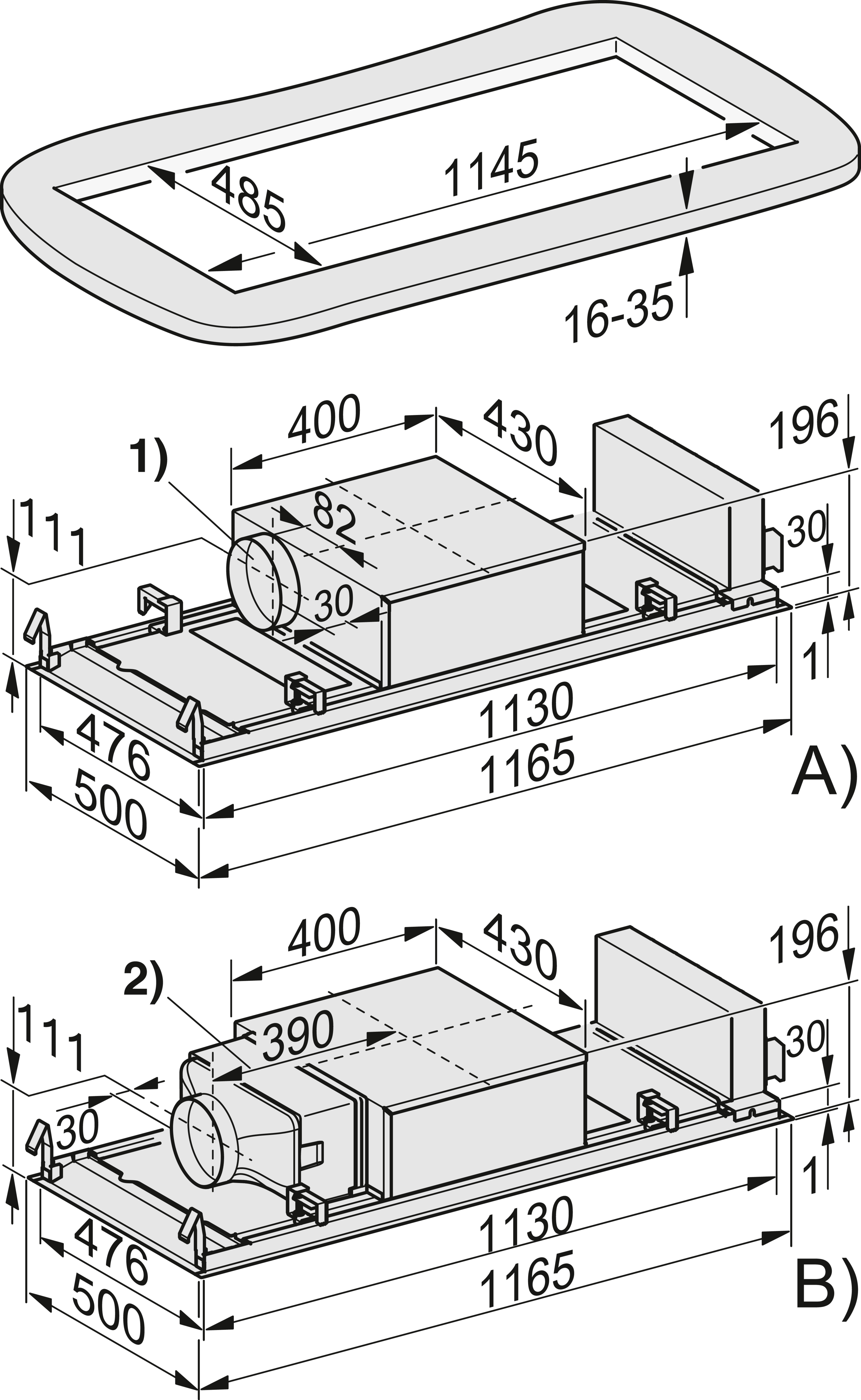 MIELE DAC4240EDST plafonddampkap - 115cm MIELE DAC4240EDST plafonddampkap - 115cm