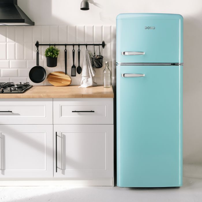 DOMO  DO91705R Retro koel-vriescombinatie - D - 206 L - blauw