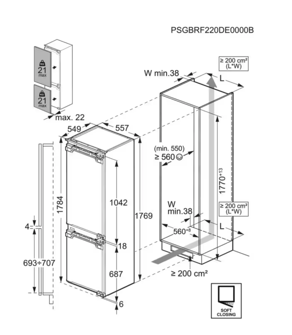 AEG NSC8M181BC 8000 koel-/vriescombinatie - 178cm AEG NSC8M181BC 8000 koel-/vriescombinatie - 178cm