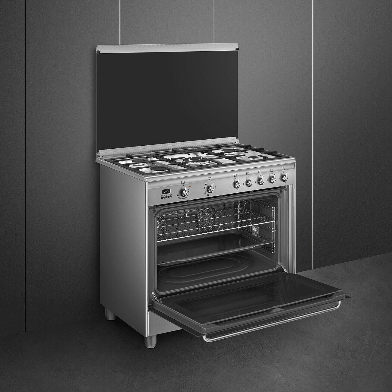 SMEG SCB90MFX2 fornuis met gaskookplaat - 90cm