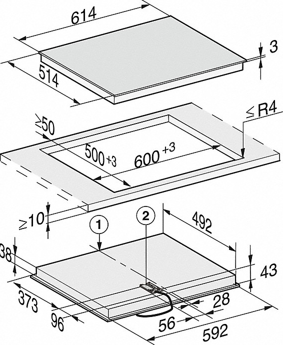 MIELE KM6521FR vitrokeramische kookplaat - 60cm MIELE KM6521FR vitrokeramische kookplaat - 60cm