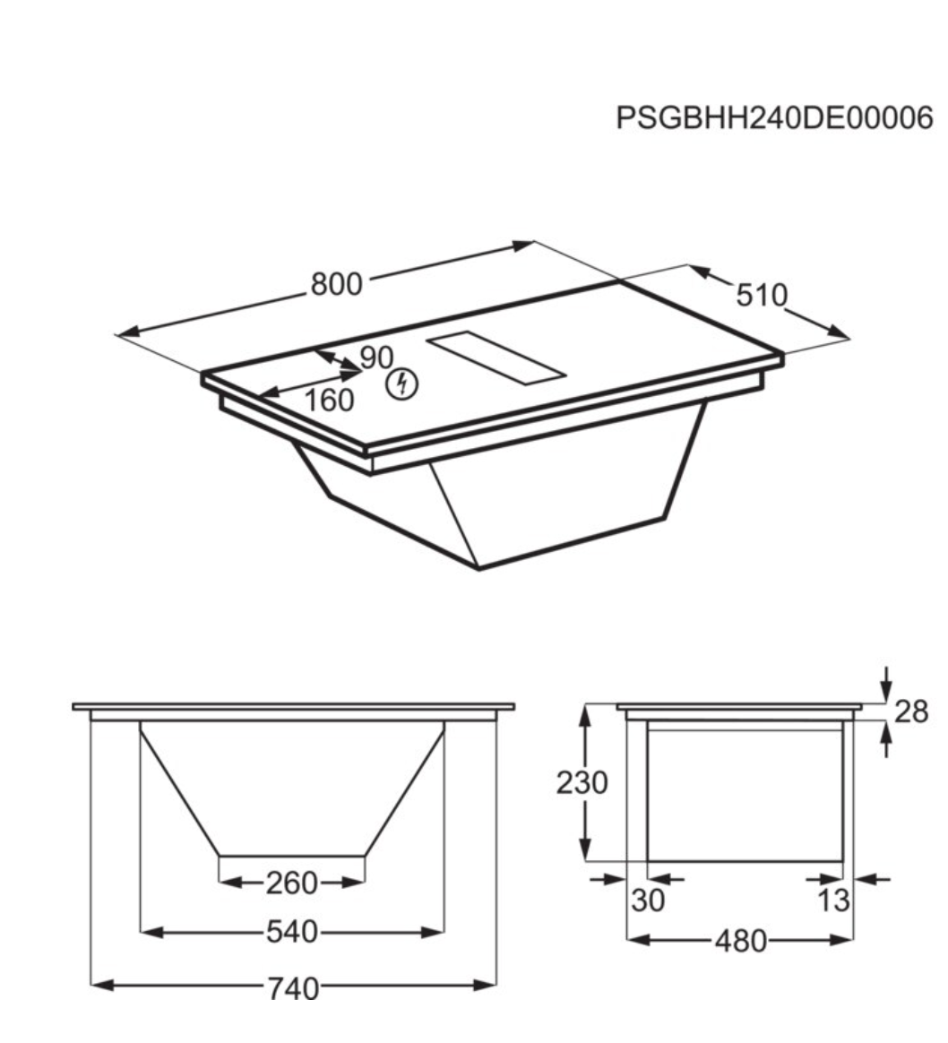  PE7000S80 7000 kookplaat met afzuiging - 80cm
