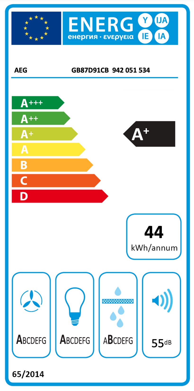 AEG GB87D91CB 8000 wandschouwdampkap - 90cm