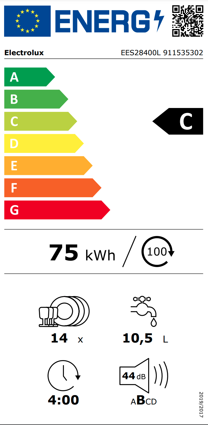 ELECTROLUX EES28400L 600 vaatwasser volledig integreerbaar