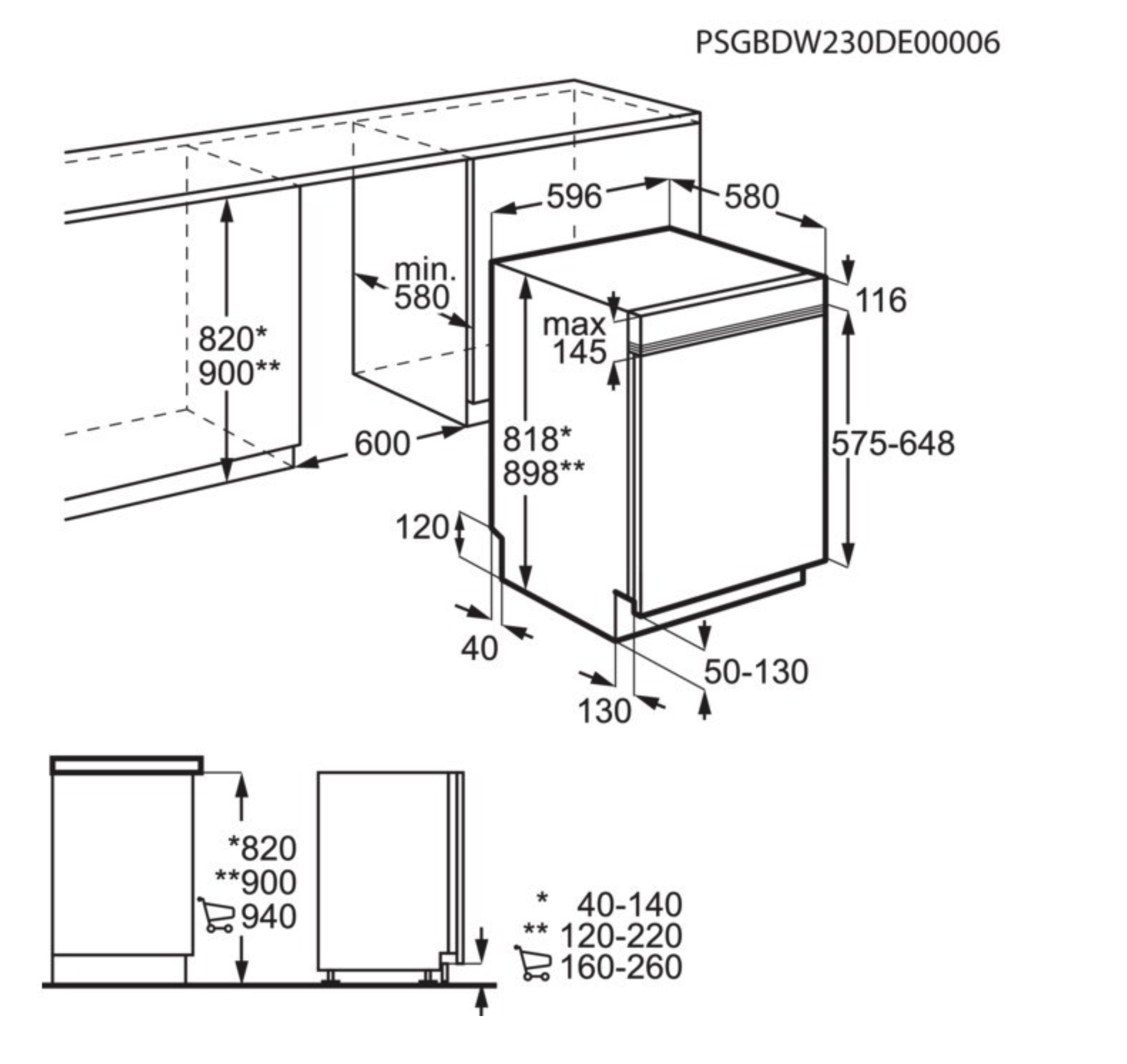 AEG FEE7571APM 7000 vaatwasser met bedieningspaneel AEG FEE7571APM 7000 vaatwasser met bedieningspaneel