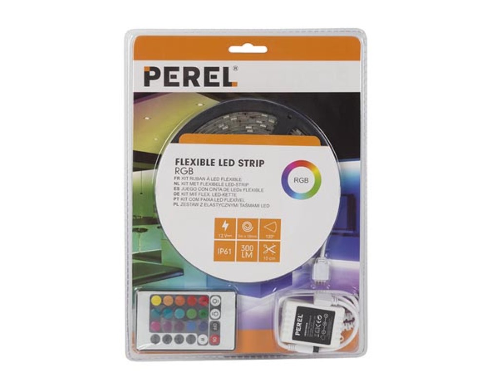 PEREL LEDS19RGB KIT MET FLEXIBELE LEDSTRIP+CONTROLLER+VOEDING