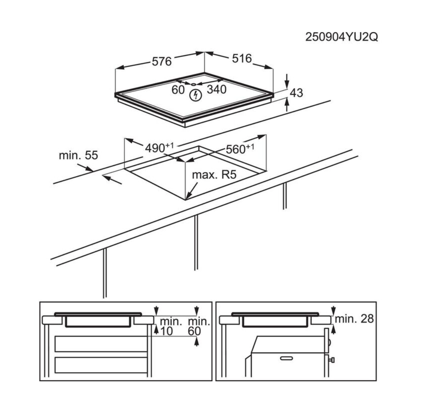 AEG ORS64A00XB 3000 vitrokeramische kookplaat - 60cm