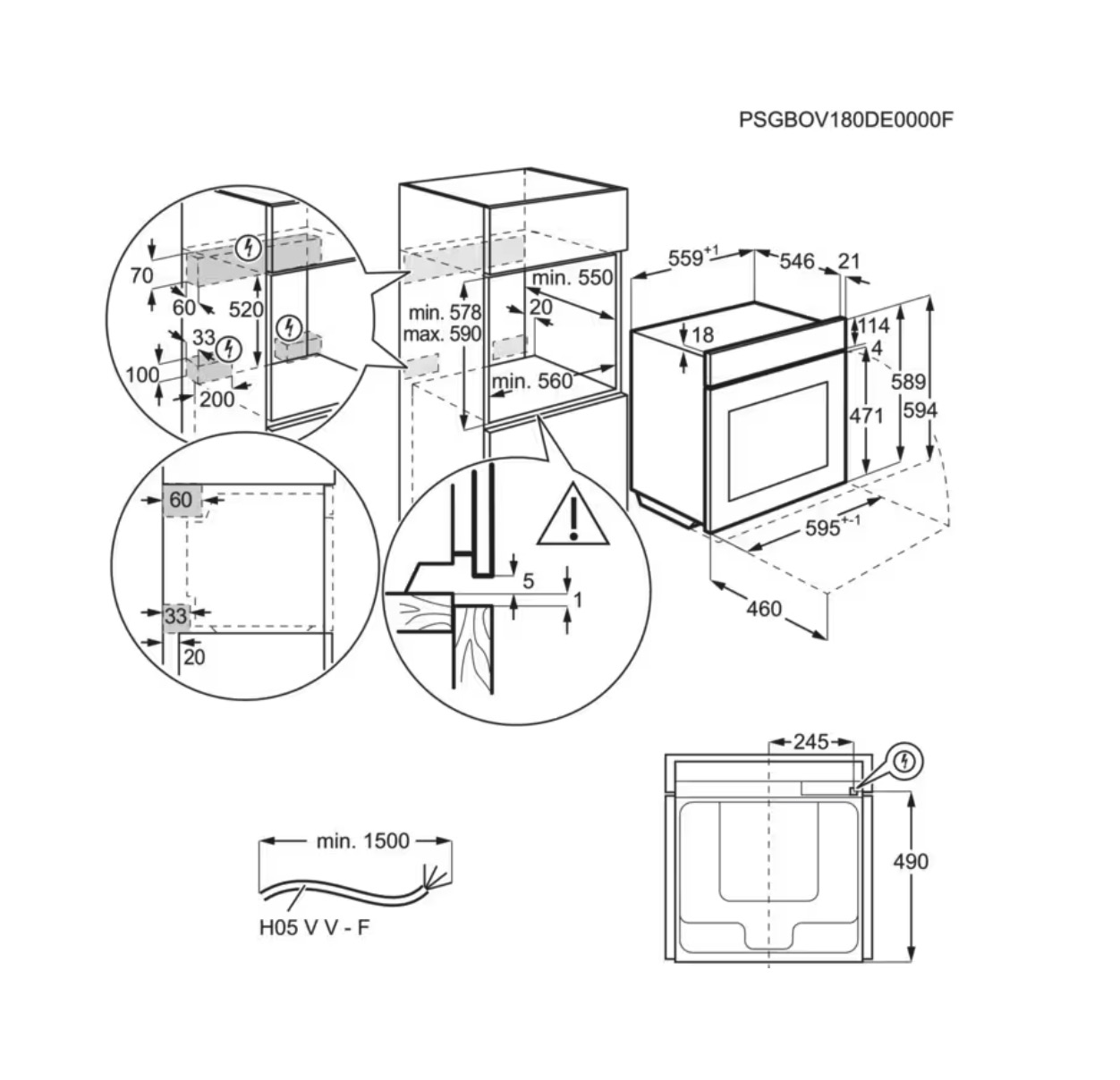AEG OU5AB21CM 5000 multifunctionele oven - 60cm