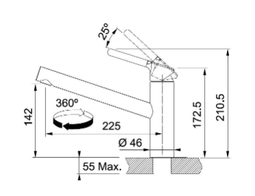 FRANKE 301967 ORBIT ééngreepsmengkraan - keuken FRANKE 301967 ORBIT ééngreepsmengkraan - keuken