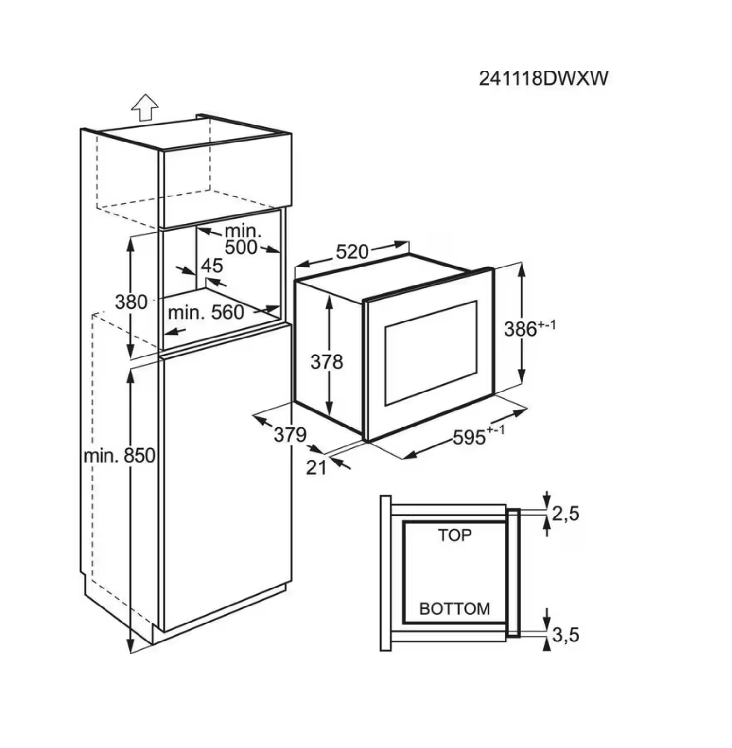 AEG TS5GM251EB 5000 microgolfoven met grill - 38cm AEG TS5GM251EB 5000 microgolfoven met grill - 38cm