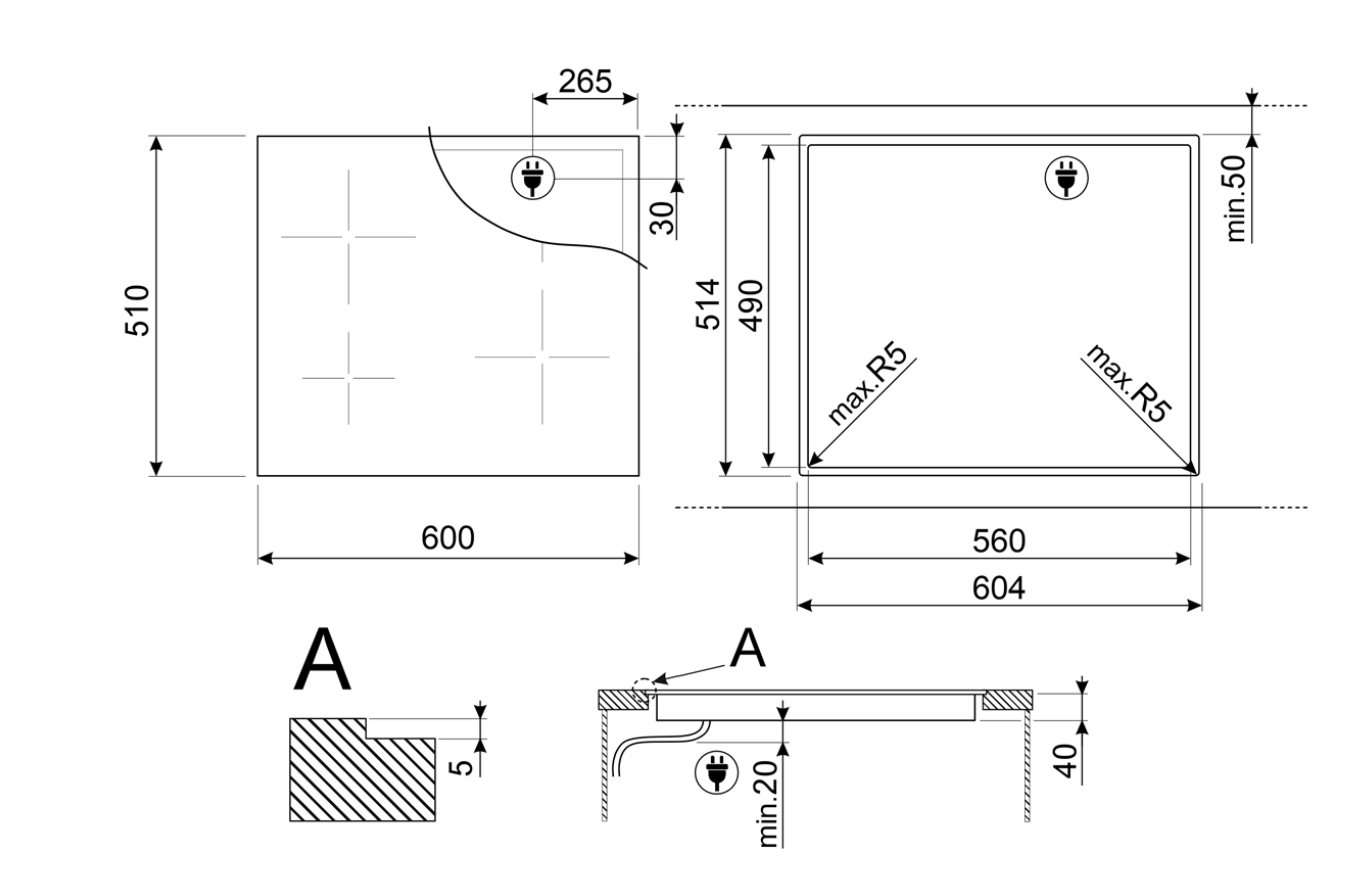 SMEG SE464TD vitrokeramische kookplaat - 60cm