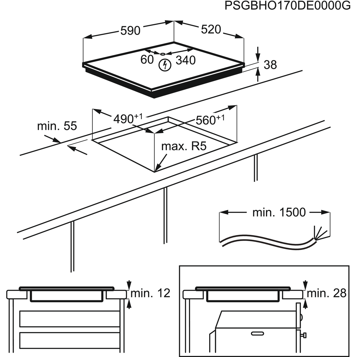 ELECTROLUX EHF6241FOK 300 vitrokeramische kookplaat - 60cm
