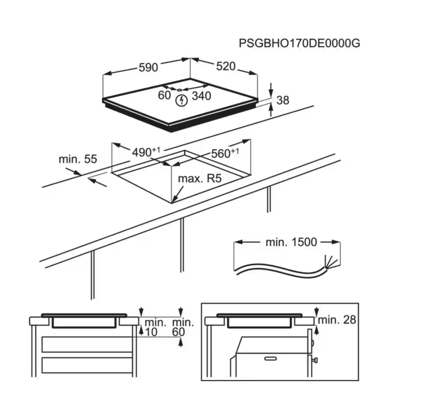 AEG ORO64A07FB 3000 vitrokeramische kookplaat - 60cm