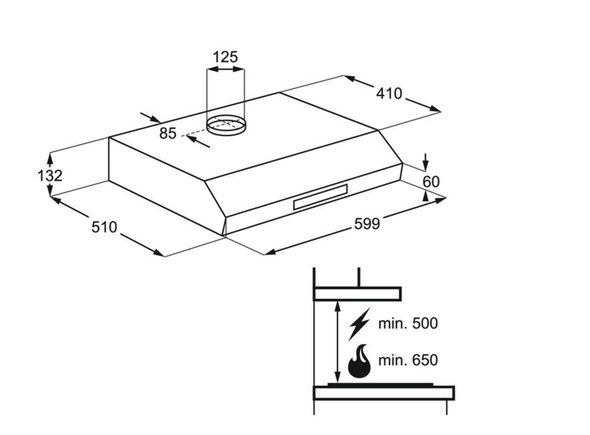 ELECTROLUX EFU216W 300 onderbouw dampkap - 60cm ELECTROLUX EFU216W 300 onderbouw dampkap - 60cm