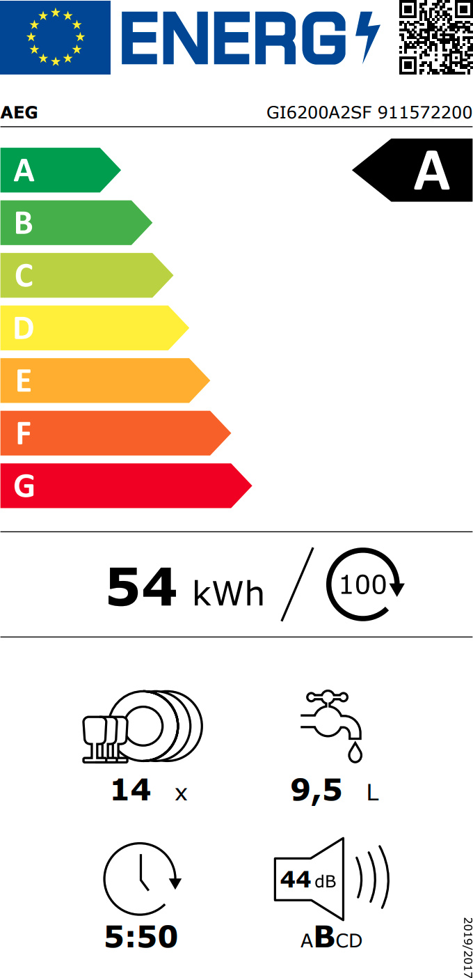 AEG GI6200A2SF 6000 vaatwasser volledig integreerbaar