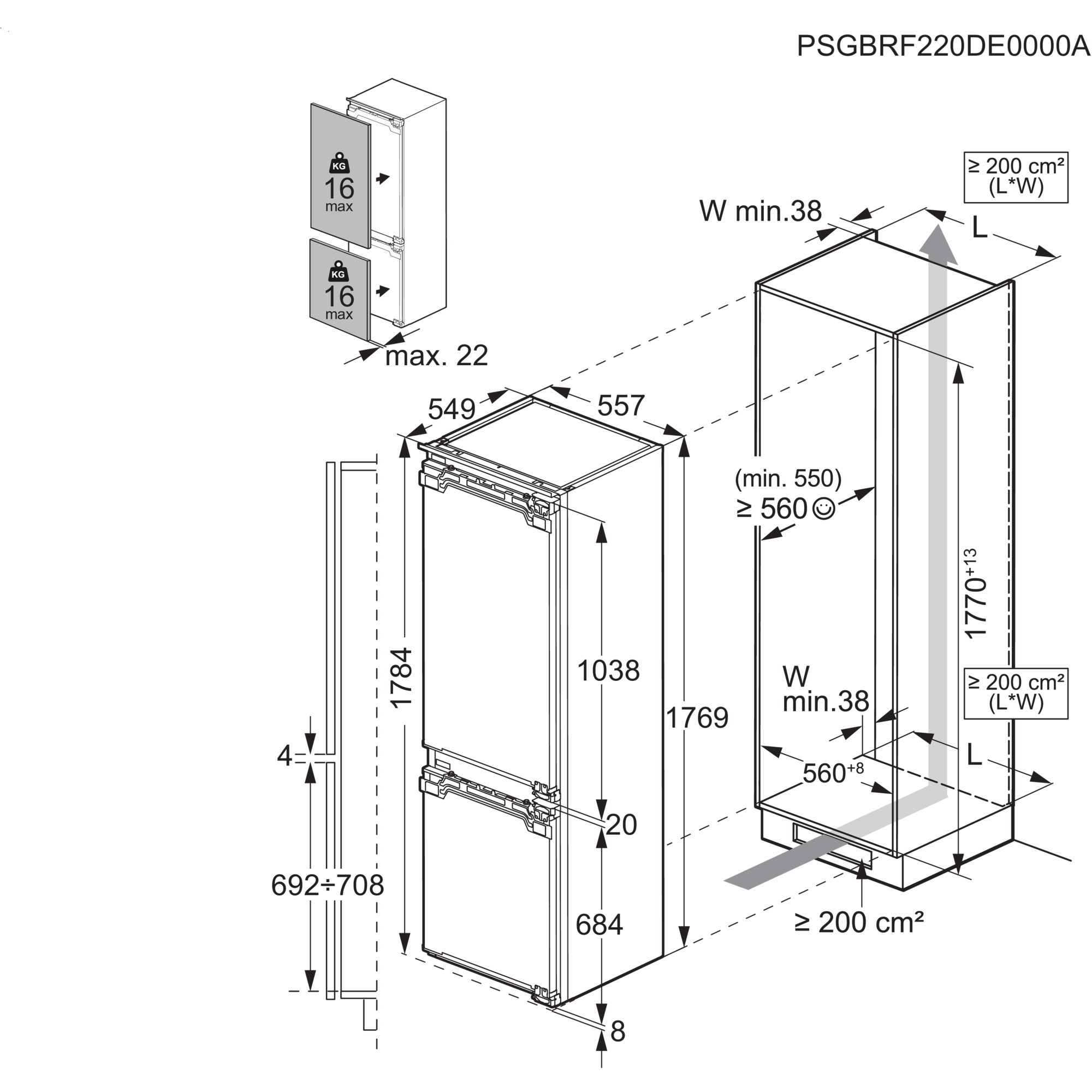 AEG OSC6M18FDF 6000 koel-/vriescombinatie - 178cm AEG OSC6M18FDF 6000 koel-/vriescombinatie - 178cm