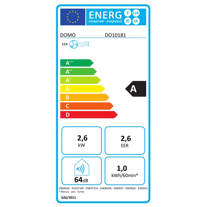 DOMO  DO10181 Mobiele airco ‘CoolMax’ voor ruimtes tot 30m² - 9.000 BTU
